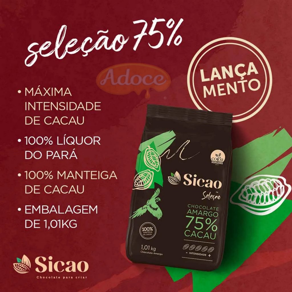 Chocolate Sicao Seleção Amargo 75% Cacau - 1,01kg