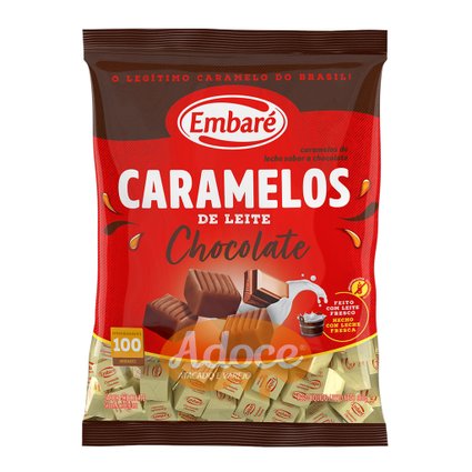 bala caramelos de leite chocolate embare 660g