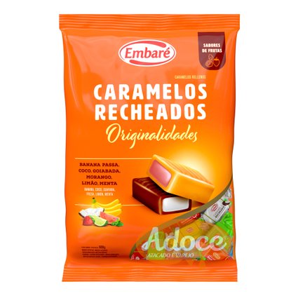 bala caramelos recheados originalidades embare 600g