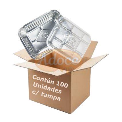 caixa assadeira de aluminio 220mlx100un com tampa pet d12fs