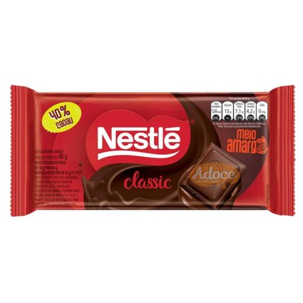 barra de chocolate nestle classico meio amargo