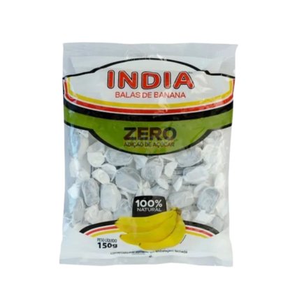 01 bala banana india zero adicao de acucar 150g bala banana india zero adicao de acucar 150g